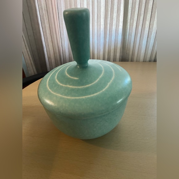 Seafoam Color Jar Accents Vintage Seafoam Decorative Bowl With Lid